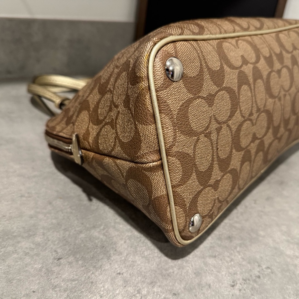 Coach Peyton Signature Cora Domed Satchel Handbag 24606 Gold/Brown! GUC!! - Picture 8 of 12